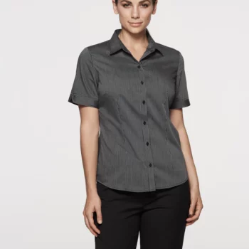 Henley Striped Short Sleeve Shirt – Ladies