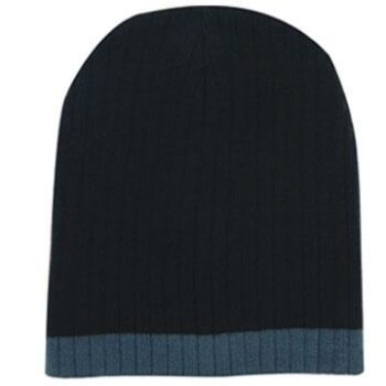 Two Tone Cable Knit Beanie