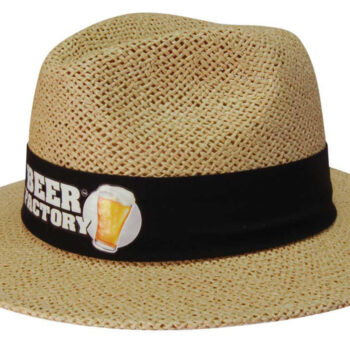 Paper Straw Hat w/- Material Under Brim