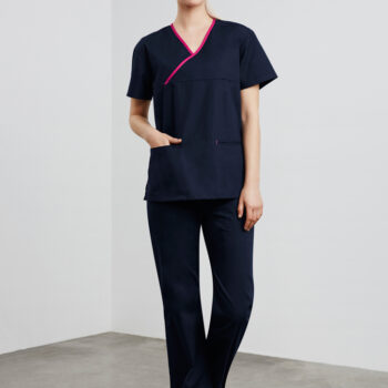 Contrast Ladies Crossover Scrubs Top