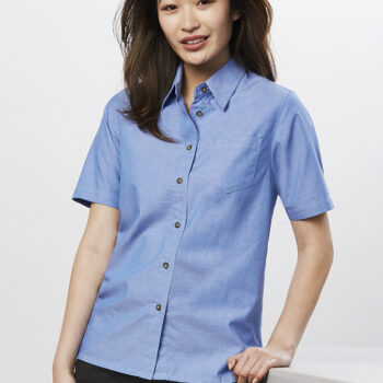 Wrinkle Free Chambray Ladies S/S Shirt